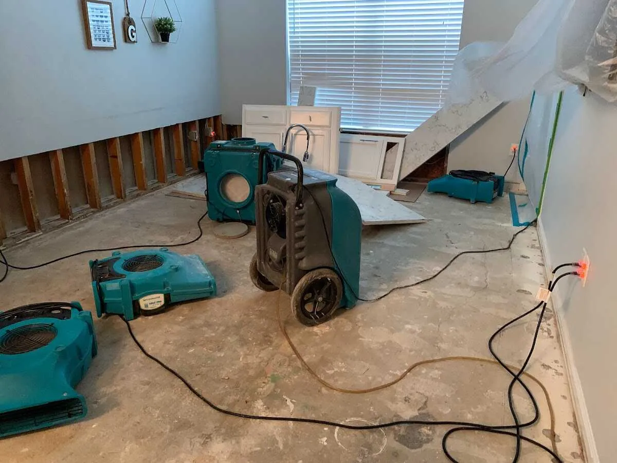 Dehumidifier in flood-cut room for Water Damage Restoration in East Chicago
